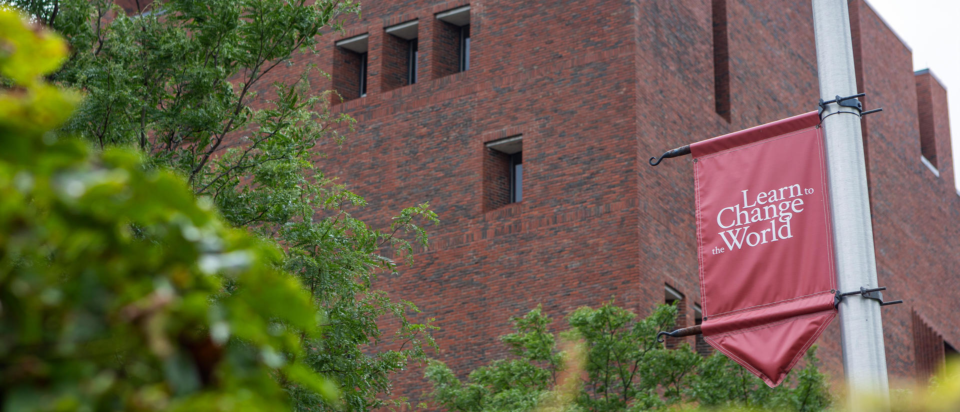 Outside of Larson Hall at the Harvard Graduate School of Education